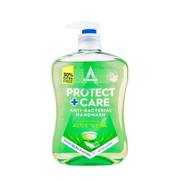 مایع دستشویی آنتی باکتریال استونیش سری Protect + Care مدل Soothing Aloe Vera حجم 650 میلی لیتر